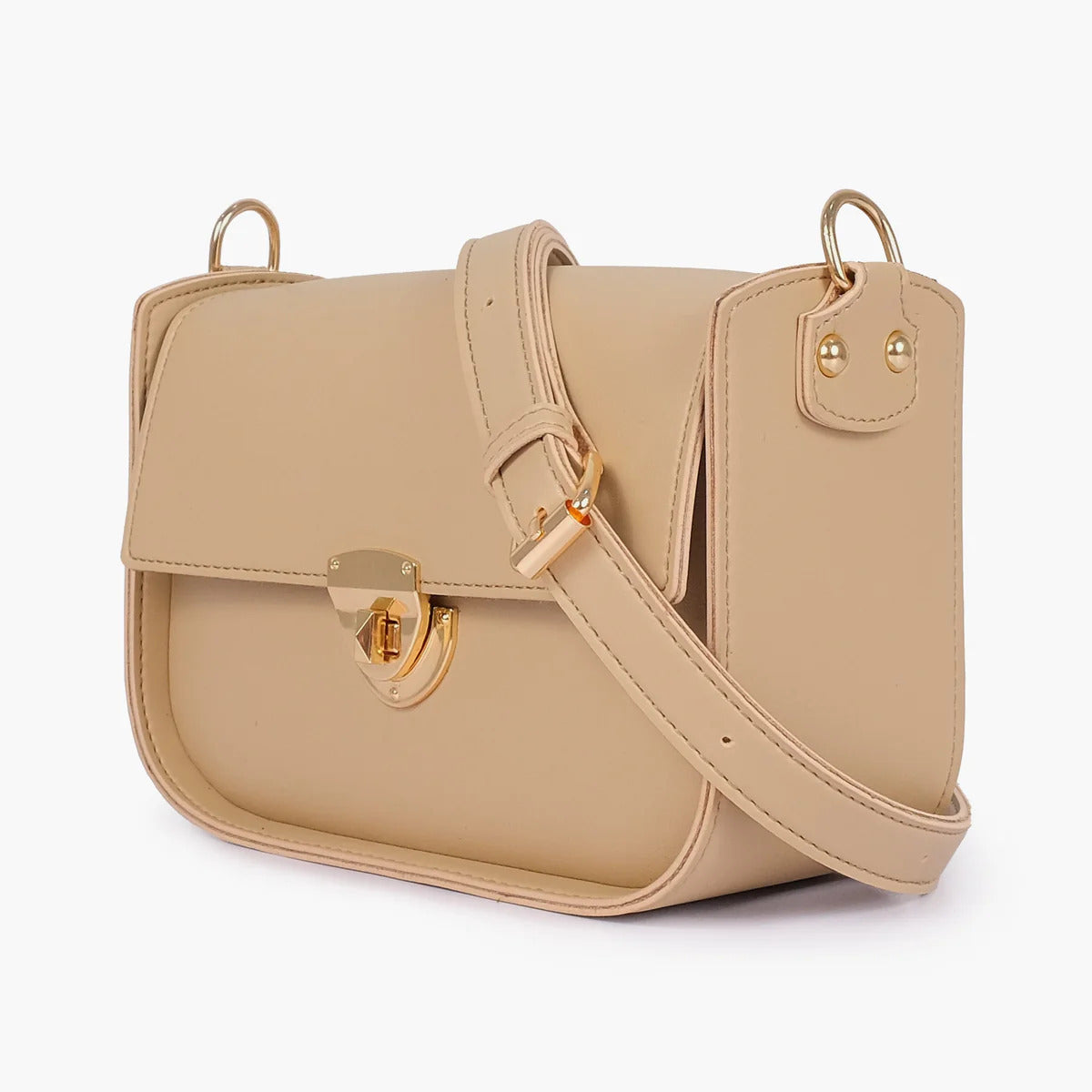 Ivory Beige Suede Crossbody Bag