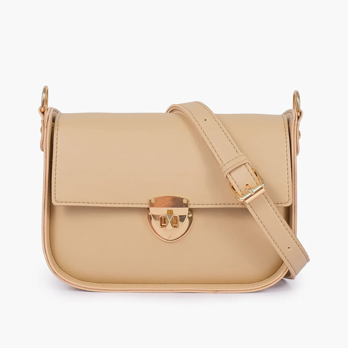 Ivory Beige Suede Crossbody Bag