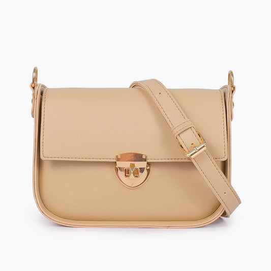 Ivory Beige Suede Crossbody Bag